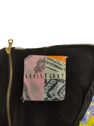 Colorful Overall Print And Sequenced Silk Dress