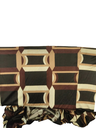 Brown Tone Retro Print Low-V Blouse