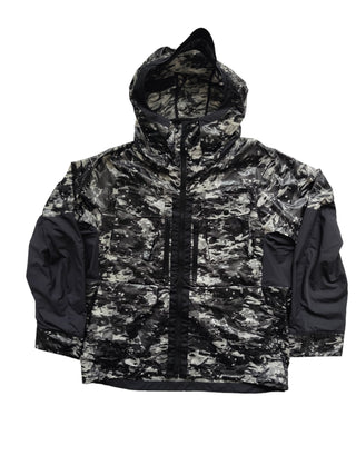 Black And White Camo Print Zip Up Jacket