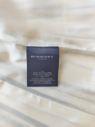 Beige Wool Thin Blazer With Blue And Black/Khaki Stripes