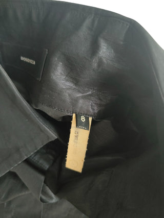 Black Shirt With Pleated Balloon Sleeves