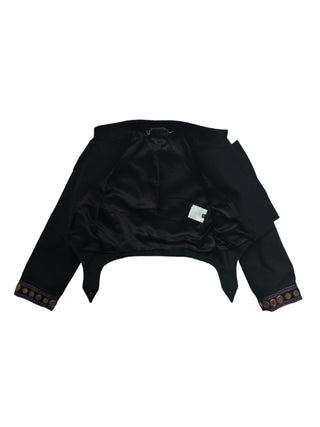 Black Cropped 3/4 Length Sleeves With Ethnic Decorations