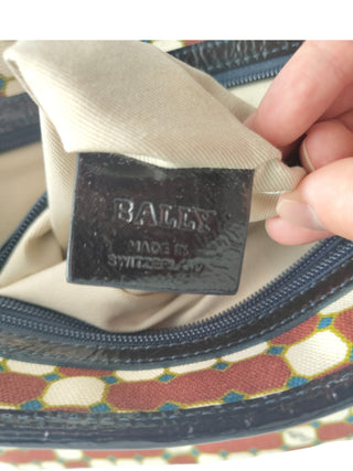 Canvas Tote Bag With Overall Burgundy And Beige Pattern And Black Handle