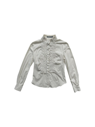 Creme Shirt With Ruffles Front