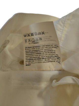 Gauche White Cotton Straight Leg Jeans With Black Stripes On The Side