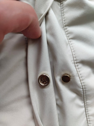 Beige Storm System Lightweight Doublet Breasted Jacket With Detachable Hood