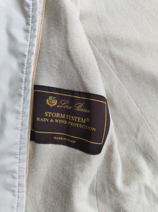 Beige Storm System Lightweight Doublet Breasted Jacket With Detachable Hood