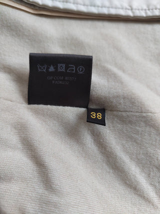 Beige Storm System Lightweight Doublet Breasted Jacket With Detachable Hood