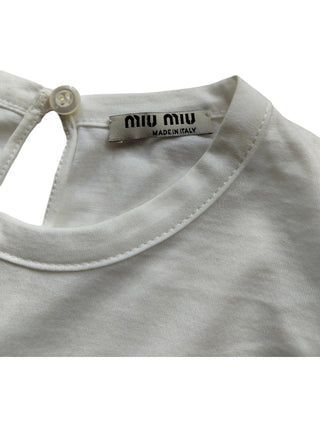 White T-Shirt With Red Puffed Sleeves