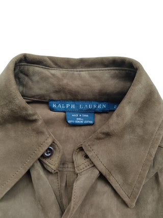 Brown Suede Long Sleeve Shirt Dress