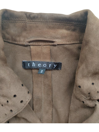 Brown Lamb Suede Trench Coat With Buttons And Belt Details
