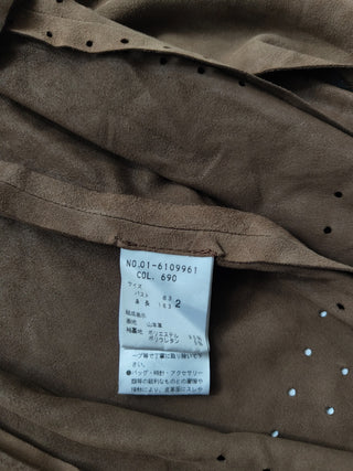 Brown Lamb Suede Trench Coat With Buttons And Belt Details