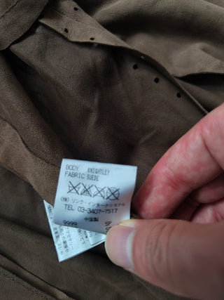 Brown Lamb Suede Trench Coat With Buttons And Belt Details