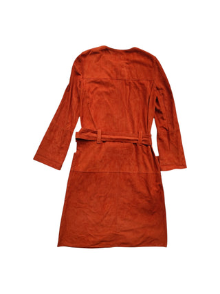 Rusty Orange Lamb Suede Trench Coat With Belt