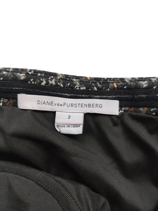 Brown And Grey Tone Patterned Tube Dress With Leather Patching