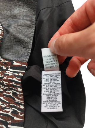 Brown And Grey Tone Patterned Tube Dress With Leather Patching