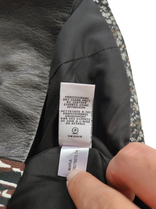 Brown And Grey Tone Patterned Tube Dress With Leather Patching