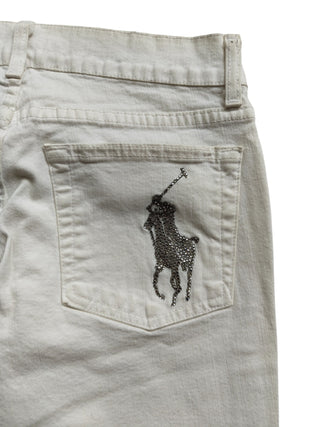 White Jeans With Logo Detail At The Back