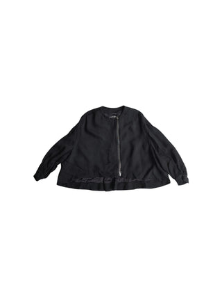 Black Mid Length Jacket With Double Ends Zipper