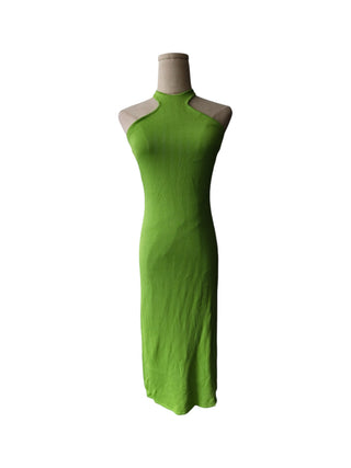 Neon Green Halter Neck Knit Dress
