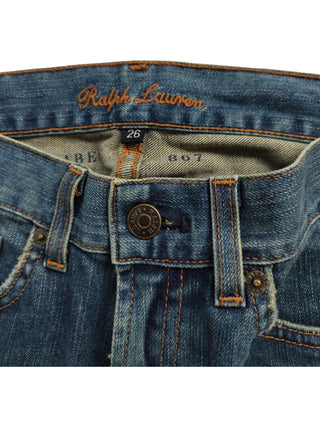 Blue Jeans With Studded Logo Detail At The Back