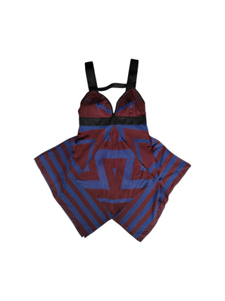 Maroon And Blue Top With Open Back