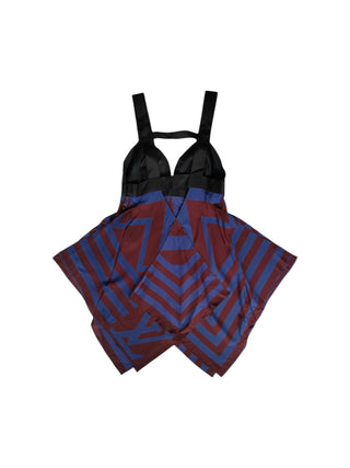 Maroon And Blue Top With Open Back