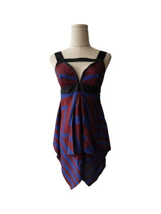 Maroon And Blue Top With Open Back