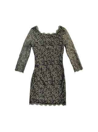 Black Golden Floral Laced Dress