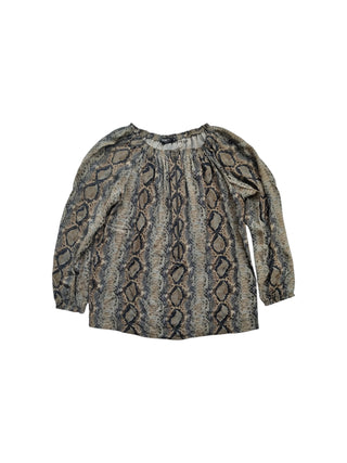 Snake Skin Pattern Blouse With Zipper Font Opening
