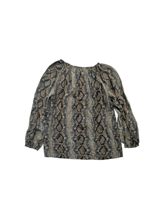 Snake Skin Pattern Blouse With Zipper Font Opening