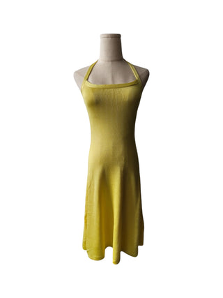 Yellow Halter Neck Knit Dress