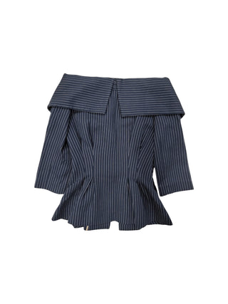 Blue And White Off Shoulder Waisted Top