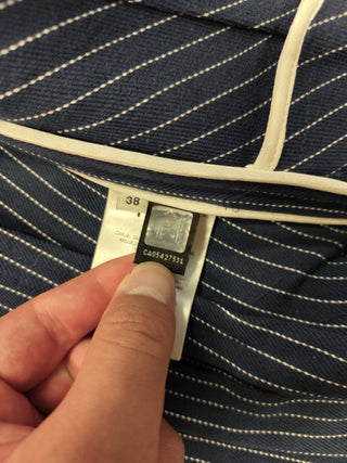 Blue And White Off Shoulder Waisted Top