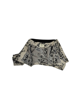 Beige And Black Floral Print Zip Up Jacket