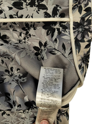 Beige And Black Floral Print Zip Up Jacket