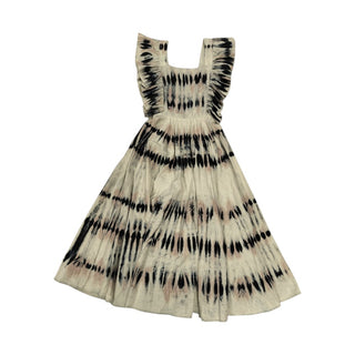 Denim Tie-Dyed Print Midi Dress With Ruffles Detail