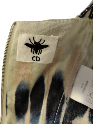 Denim Tie-Dyed Print Midi Dress With Ruffles Detail