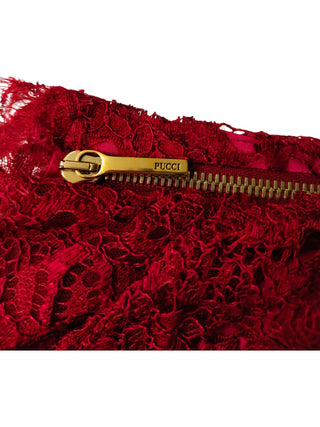 Burgundy One-Shoulder Lace Dress