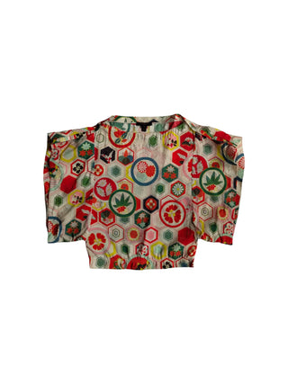 Multi Color Graphics Top With Wide Arm Openings