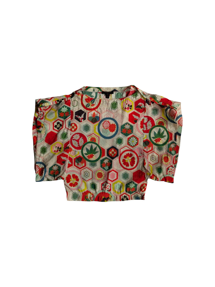 Japanese Pattern Top With Wide Arm Openings