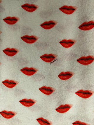 Beige Dress With Overall Lips Pattern