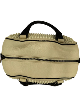 Cream White Panettone Spiked Bowler Bag With Black Handle