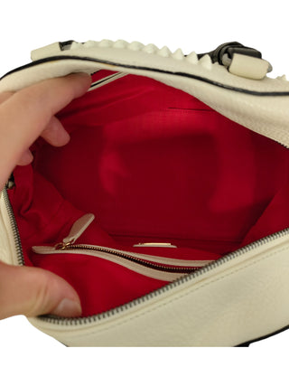 Cream White Panettone Spiked Bowler Bag With Black Handle