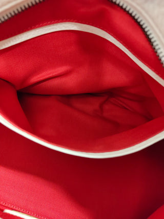 Cream White Panettone Spiked Bowler Bag With Black Handle