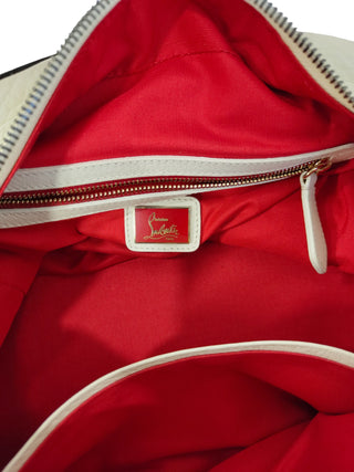 Cream White Panettone Spiked Bowler Bag With Black Handle