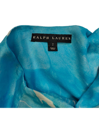 Sea Waves Print Silk Sleeves One-Shoulder Short Dress