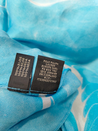 Sea Waves Print Silk Sleeves One-Shoulder Short Dress