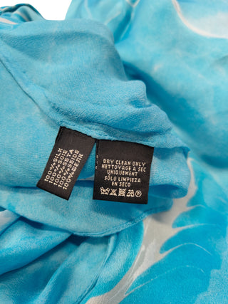 Sea Waves Print Silk Sleeves One-Shoulder Short Dress