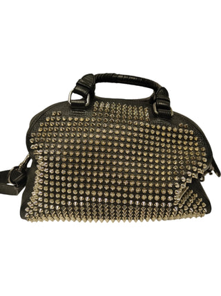 Black Panettone Spiked Bowler Bag With Silver Spikes
